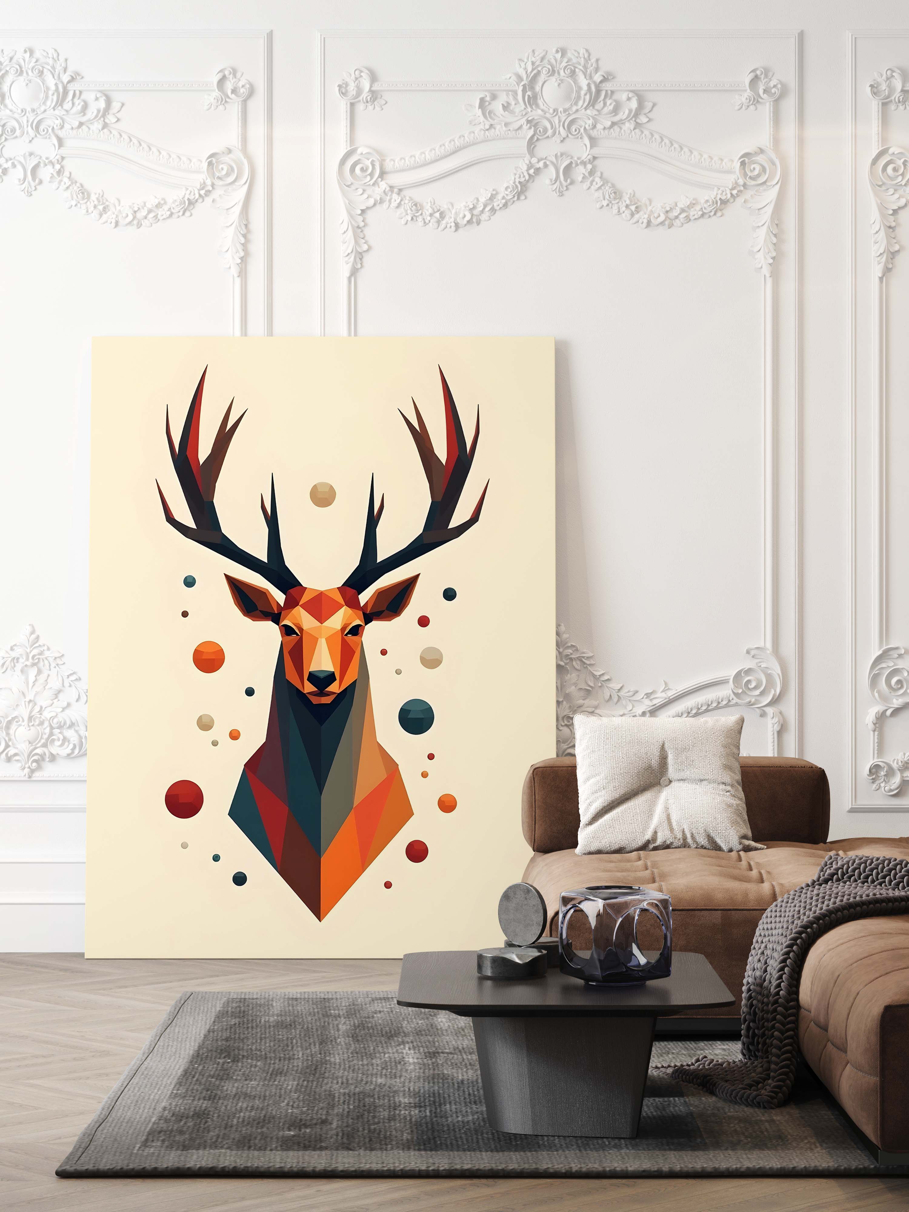 Geometric Stag | Polygonal Deer Head Art