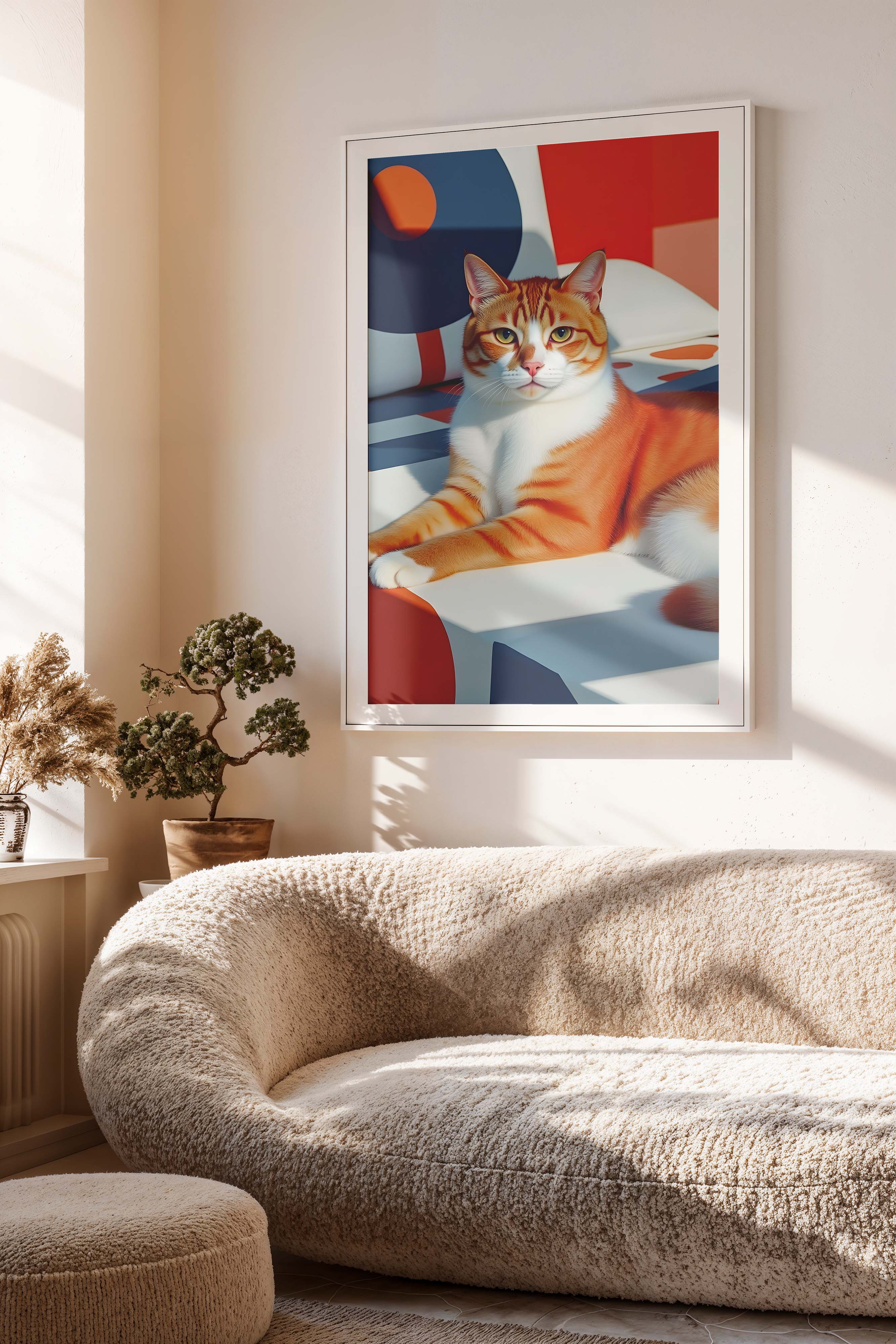 Modern Meow | Stylish Cat Portrait with Geometric Design