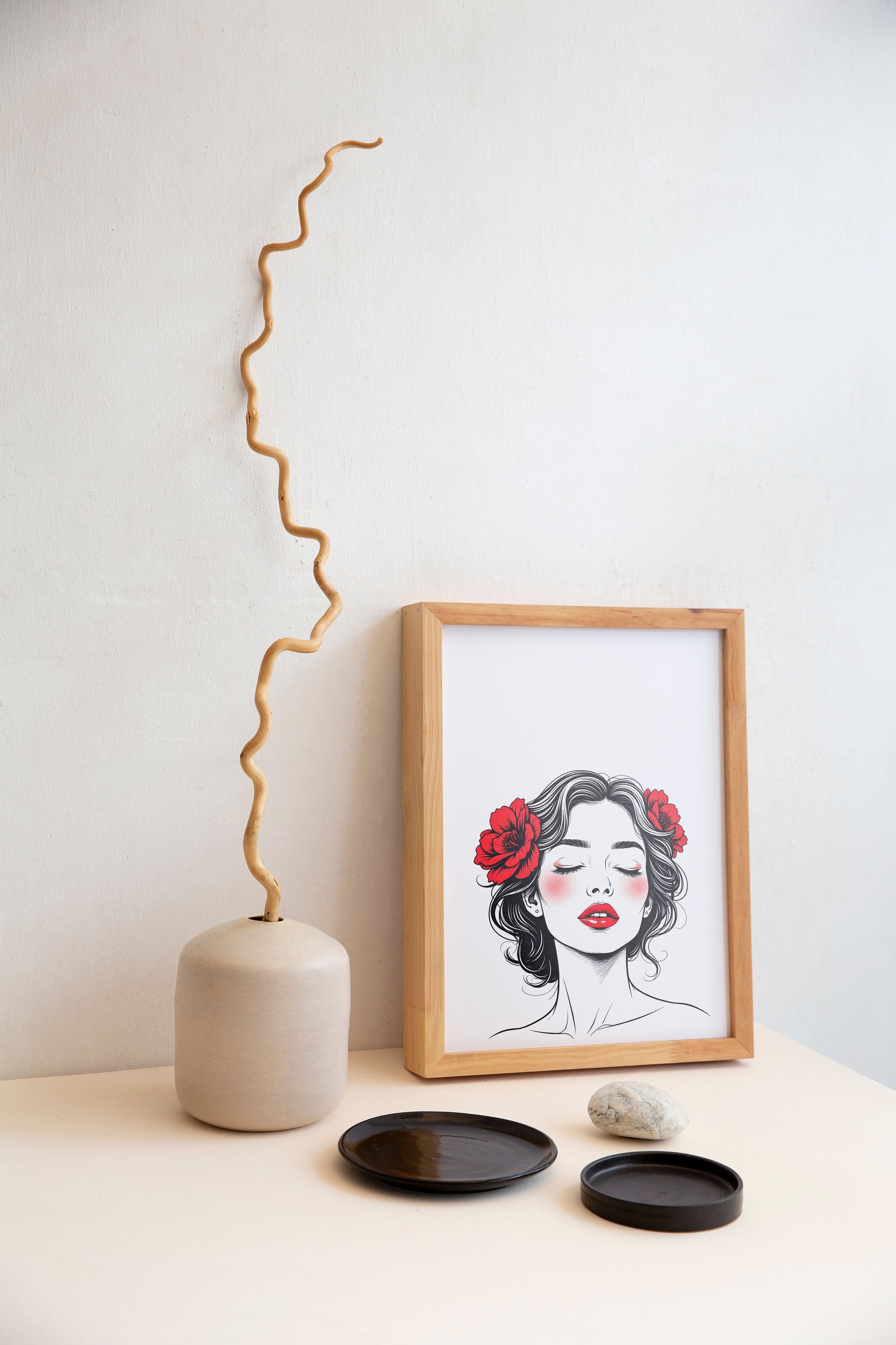 Red Bloom | Feminine Line Art Portrait